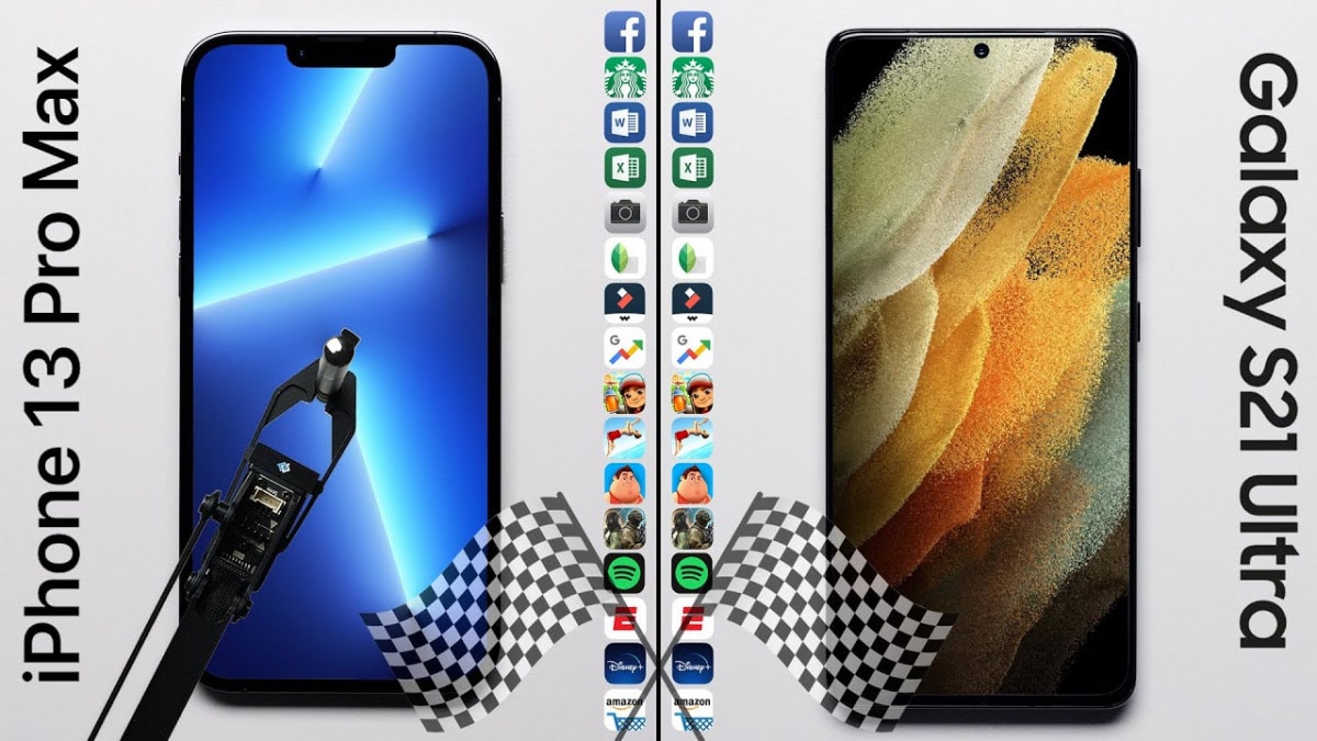iPhone 13 Pro Max and Samsung Galaxy S21 Ultra compete in a "scientific" speed test thumbnail