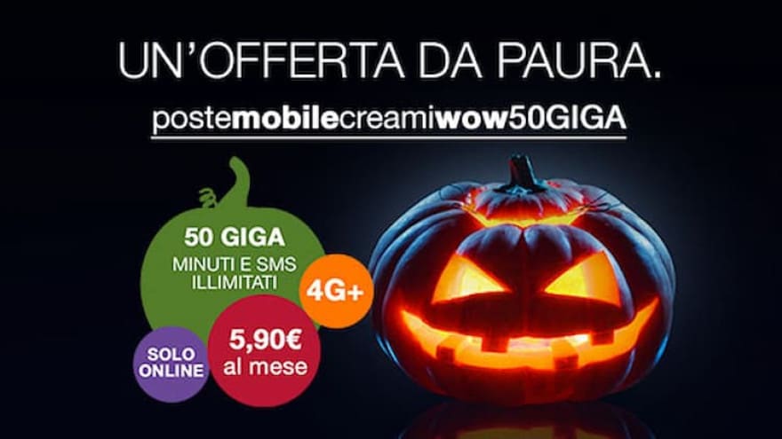 Né dolcetto né scherzetto, PosteMobile rende di nuovo disponibile Creami WOW 50 Giga a 5,90€