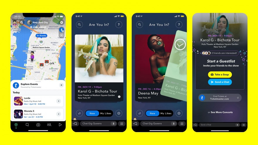 Snapchat presenta Ticketmatcher Mini: trovare eventi che vi piacciono è semplicissimo