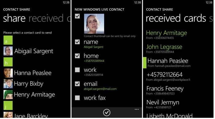 Condividi Contatti, l&#039;applicazione esclusiva Nokia si aggiorna e attiva la condivisione bluetooth per Windows Phone 7.8