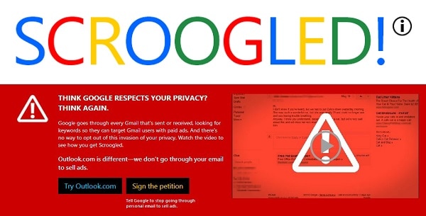 Microsoft continua la campagna &quot;Scroogled&quot;, questa volta contro Gmail