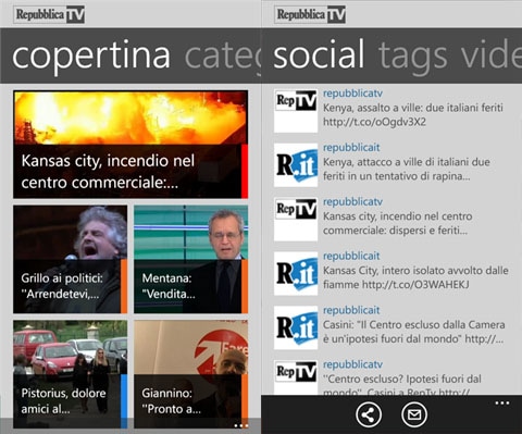 Repubblica TV, tutti i video di Repubblica.it nell&#039;app ufficiale per Windows Phone 