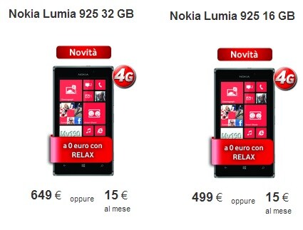 Nokia Lumia 925 nel listino Vodafone: dal 14 giugno a 599€