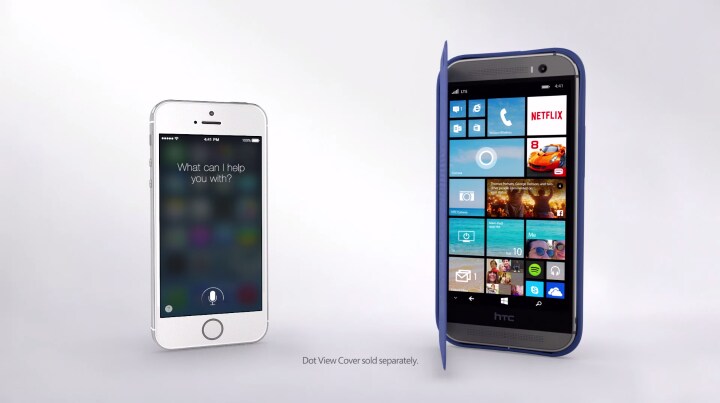 Siri è invidiosa della HTC Dot View nell&#039;ultimo spot di Cortana (video)