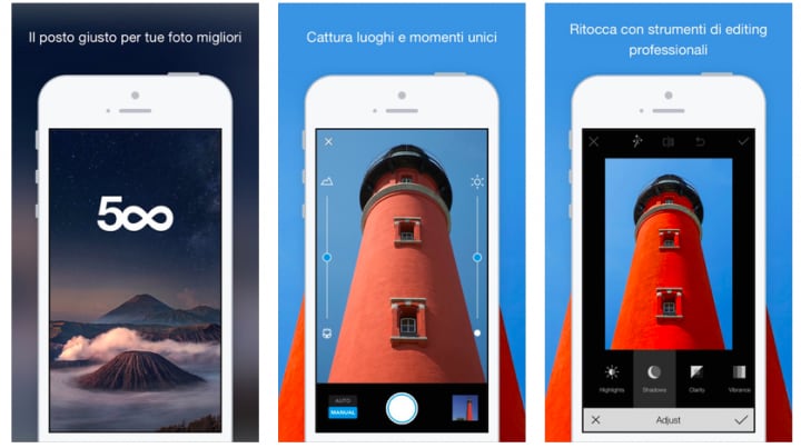 500px per iOS si aggiorna con fotocamera integrata e supporto ad Adobe Creative Cloud