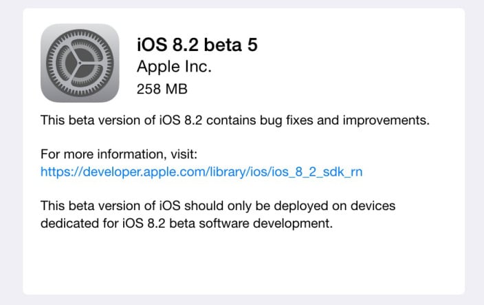 Apple rilascia iOS 8.2 beta 5 agli sviluppatori