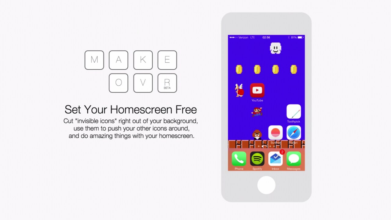 Makeovr ci fa riorganizzare liberamente le icone di iPhone (e celebrare Super mario) (video)
