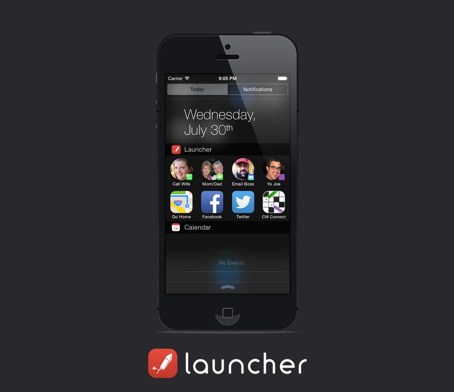Launcher per iOS, contatti e app a portata di centro notifiche