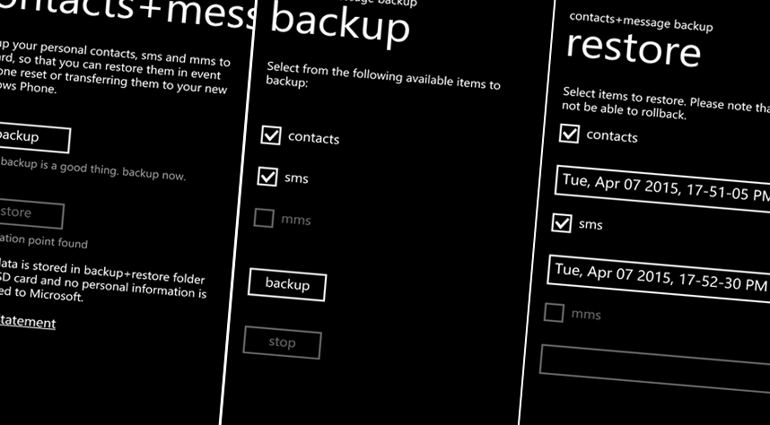 Microsoft pubblica un&#039;app Windows Phone per il backup di contatti e messaggi
