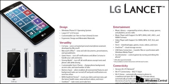 Ecco Lancet, il nuovo Windows Phone di LG