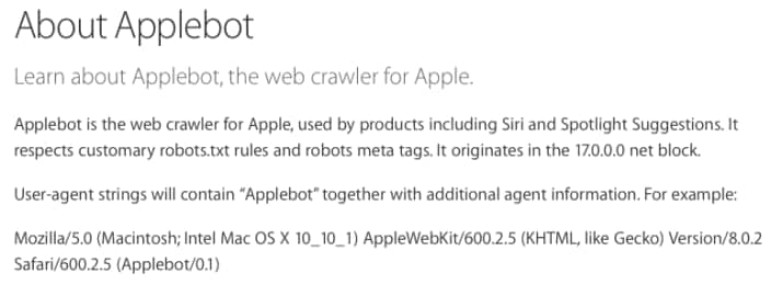 Applebot sta indicizzando il web per Siri e Spotlight