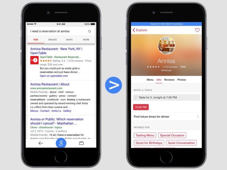 Interagire con le app installate su dispositivi iOS dai risultati di ricerca Google