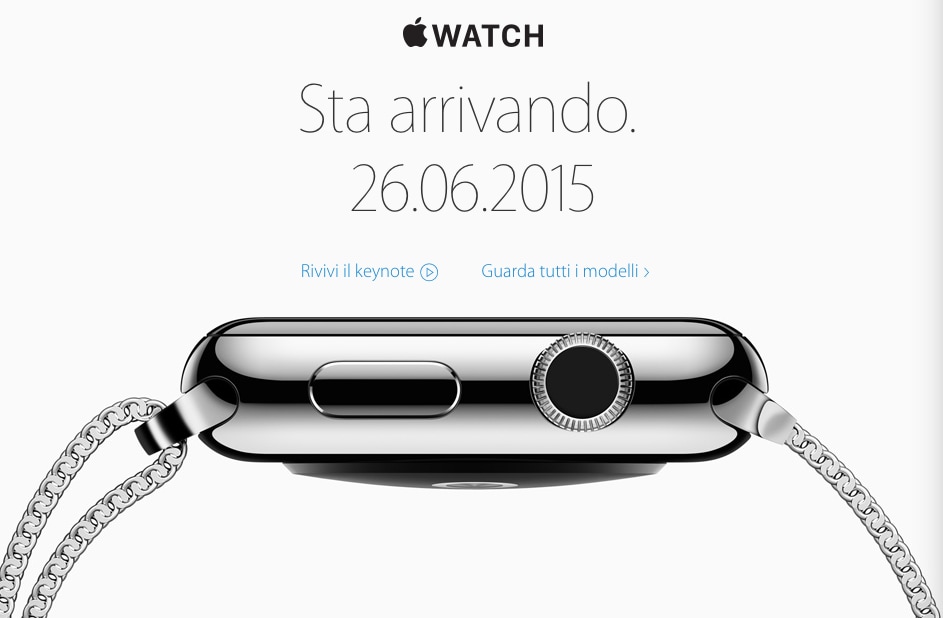 Apple Watch arriverà in Italia il 26 giugno