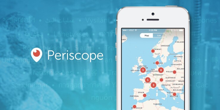Periscope per iOS ci mostra la mappa degli streaming