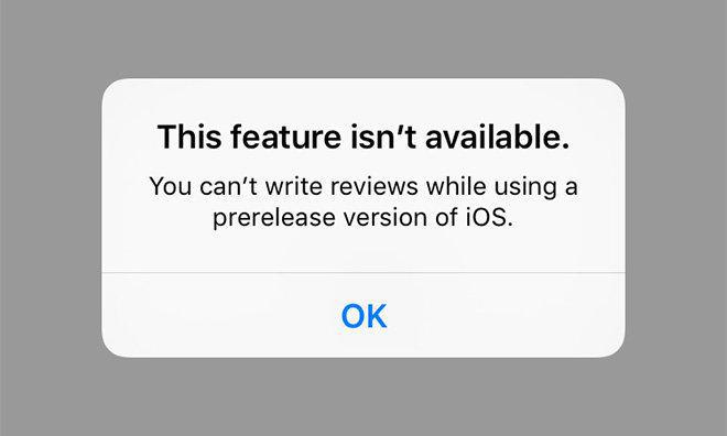 Niente recensioni su App Store per chi usa una beta di iOS