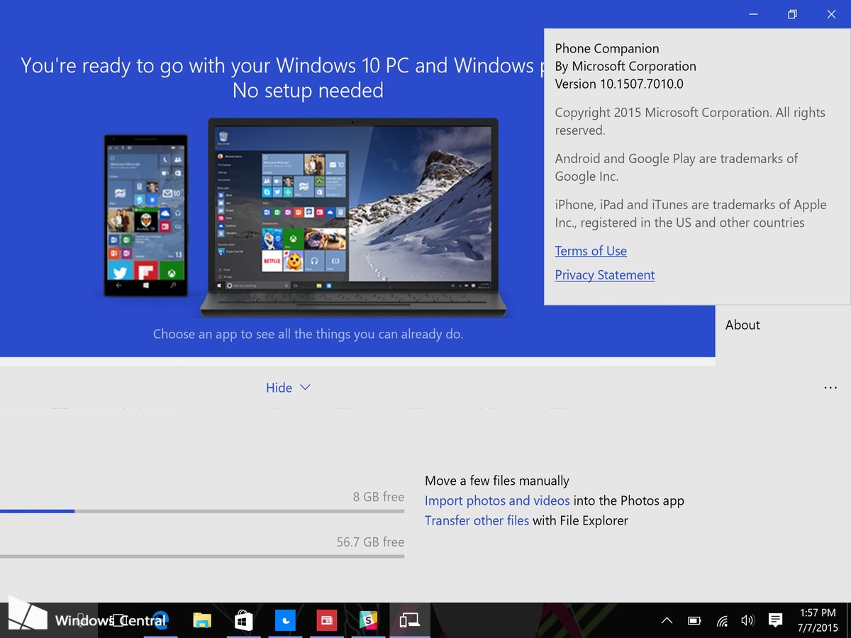 L&#039;app Microsoft per sincronizzare PC Windows 10 e smartphone si aggiorna