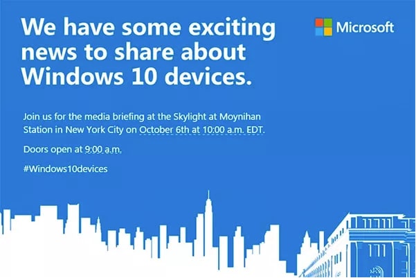 Microsoft presenterà Lumia 950 e tutte le altre novità il 6 ottobre