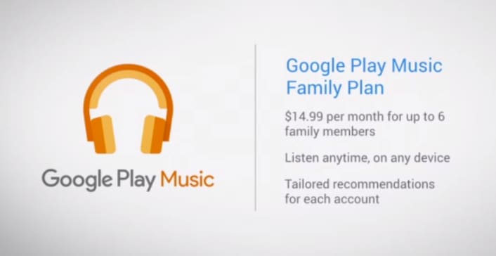 Google Play Music family plan: 15$ al mese per 6 account