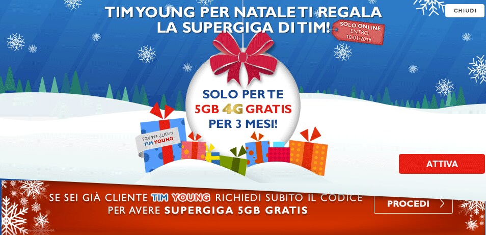 TIM Young per Natale vi regala la SuperGIGA a 5 GB!