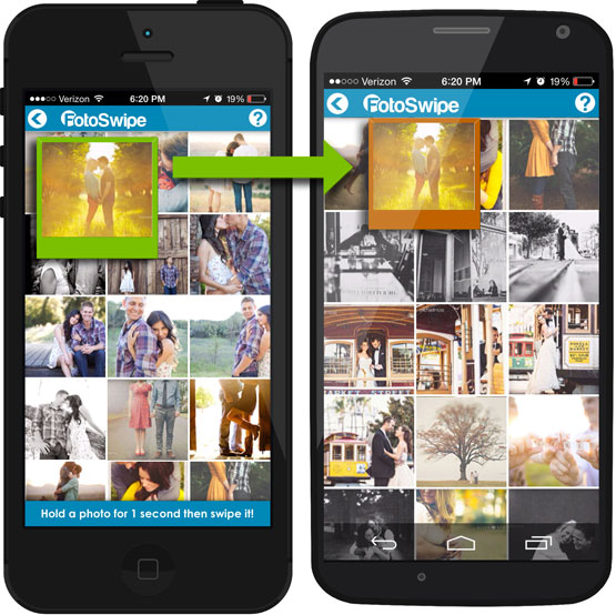 Con FotoSwipe, basta un gesto per trasferire foto fra iPhone e Android (foto e video)