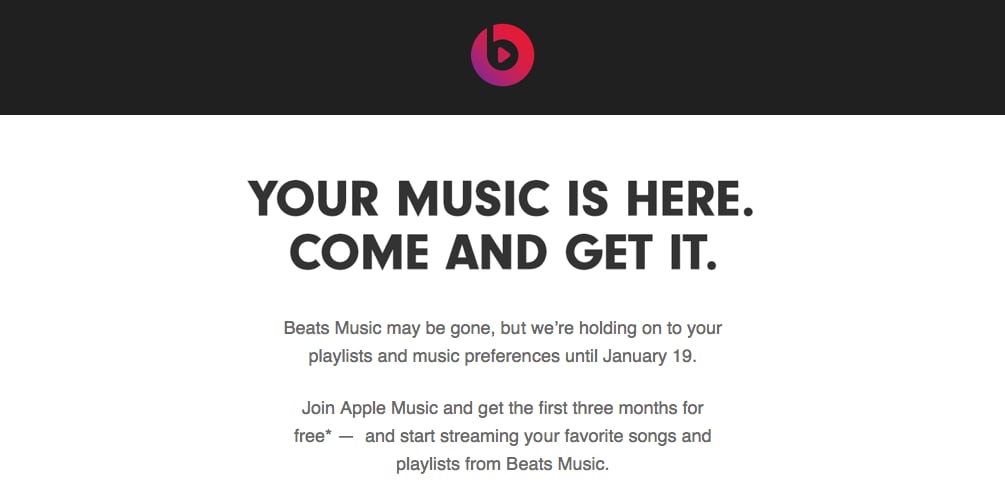 Beats Music chiude i battenti: &quot;Avete tempo fino a gennaio per passare ad Apple&quot;