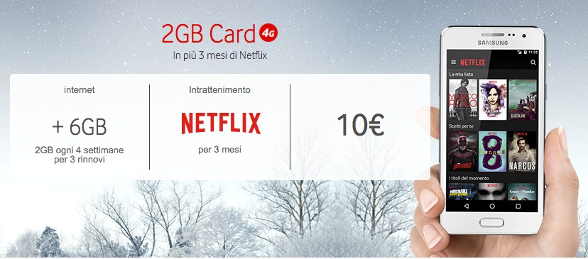 Vodafone tenta i nuovi clienti con 6 GB e Netflix per 3 mesi