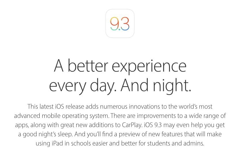 Arriva la prima beta di iOS 9.3, che introduce Night Shift e tanto altro