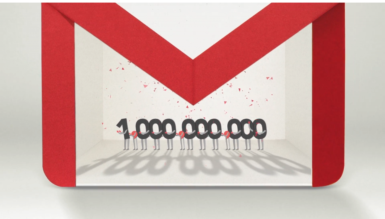 GMail vi ringrazia e celebra il suo miliardo di utenti