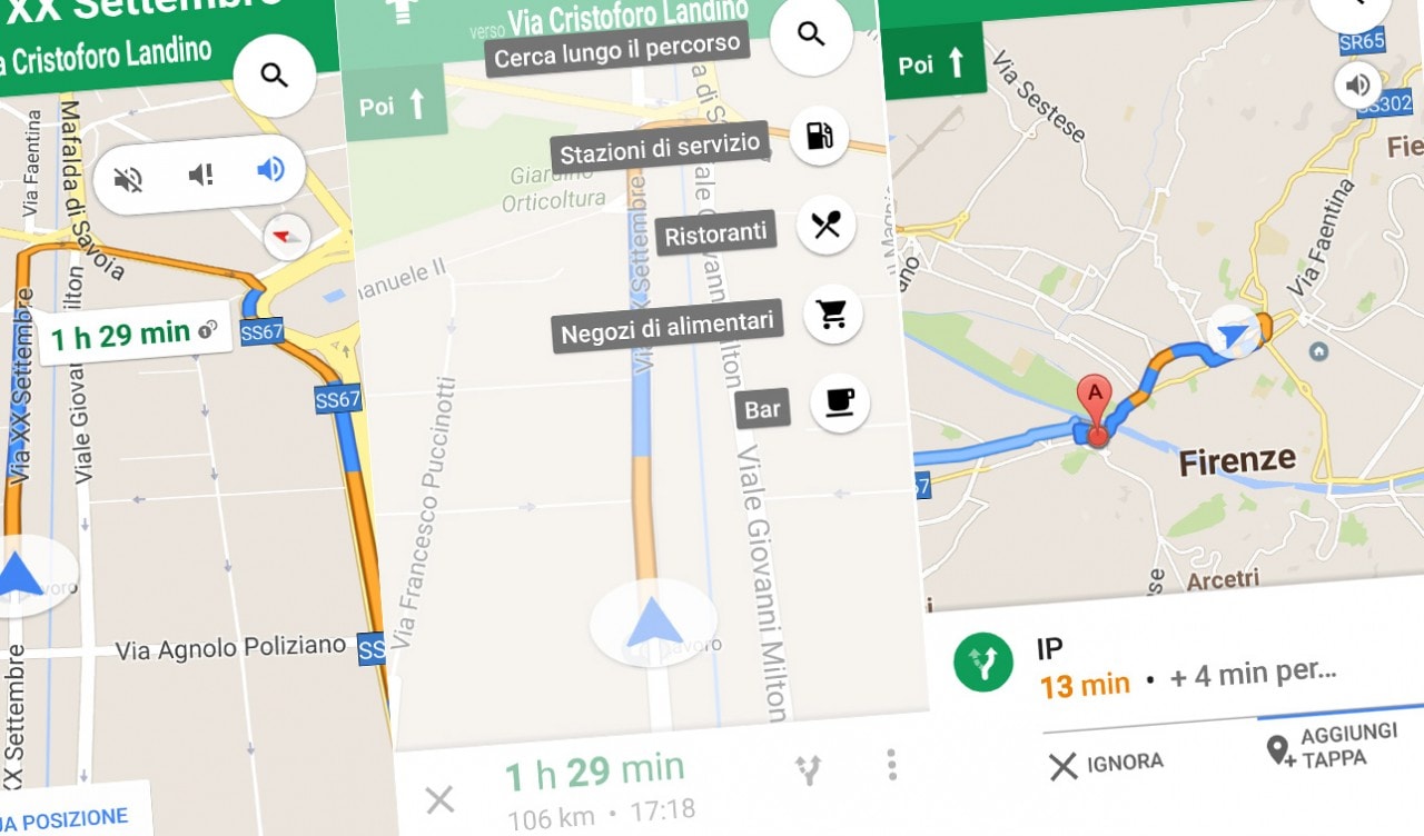 Google Maps aggiunge le tappe durante la navigazione