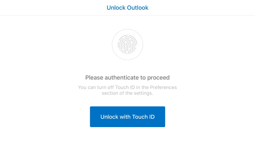 Outlook per iOS adesso protegge mail e calendario con Touch ID