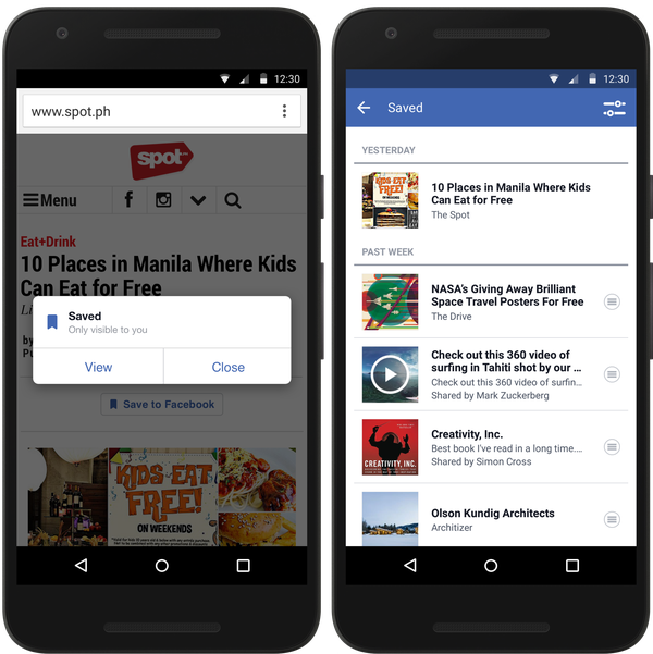 Facebook vuole prendere il posto di Pocket con il nuovo tasto Salva