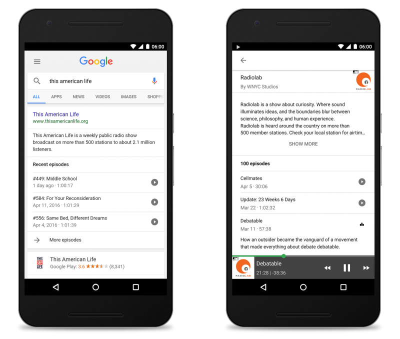 Google porta l&#039;ascolto dei podcast anche nei risultati di ricerca su Android