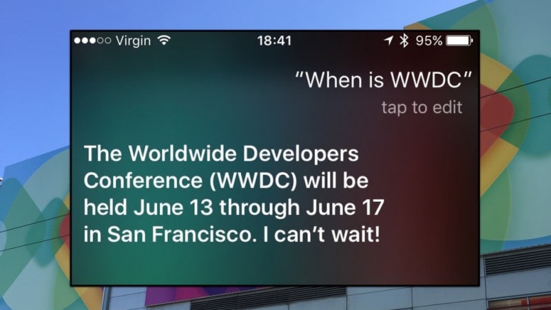 Siri svela le date del WWDC 2016: si terrà dal 13 al 17 Giugno (foto) (aggiornato con ufficialità)