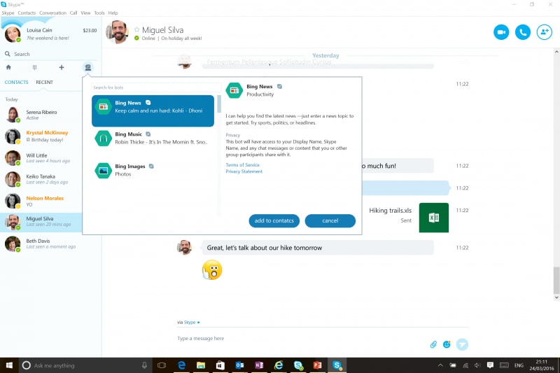 Aggiornamento per i bot di Skype: arrivano nuovi servizi e chat di gruppo (video)