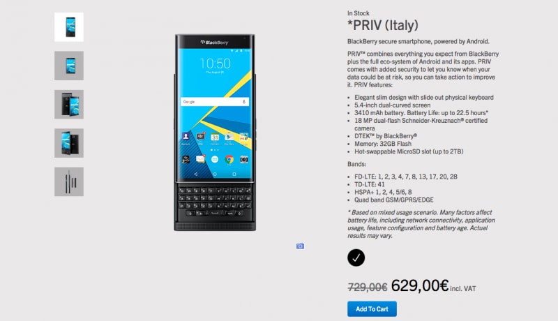 BlackBerry Priv scontato di 100€, ma è un&#039;offerta a tempo limitato