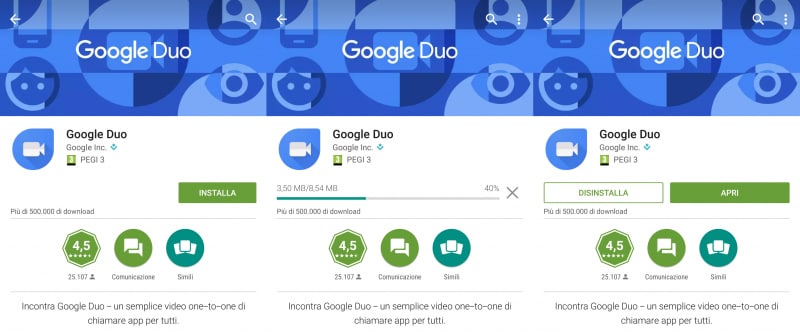 Google Duo disponibile in Italia nei rispettivi store, e già al top delle classifiche USA