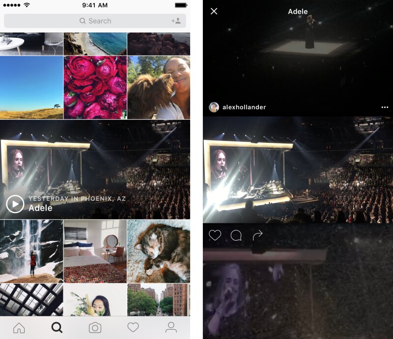 Instagram crea dei canali dove raccoglie video degli eventi