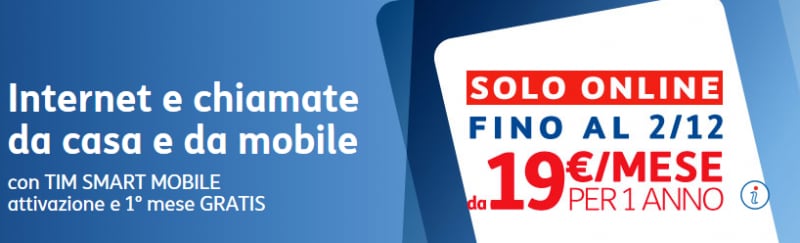 TIM Smart Mobile: chiamate ed internet per casa e smartphone a 19€ al mese