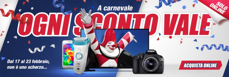 Promo Trony online: a Carnevale &quot;Ogni Sconto Vale&quot; su smartphone, notebook e TV