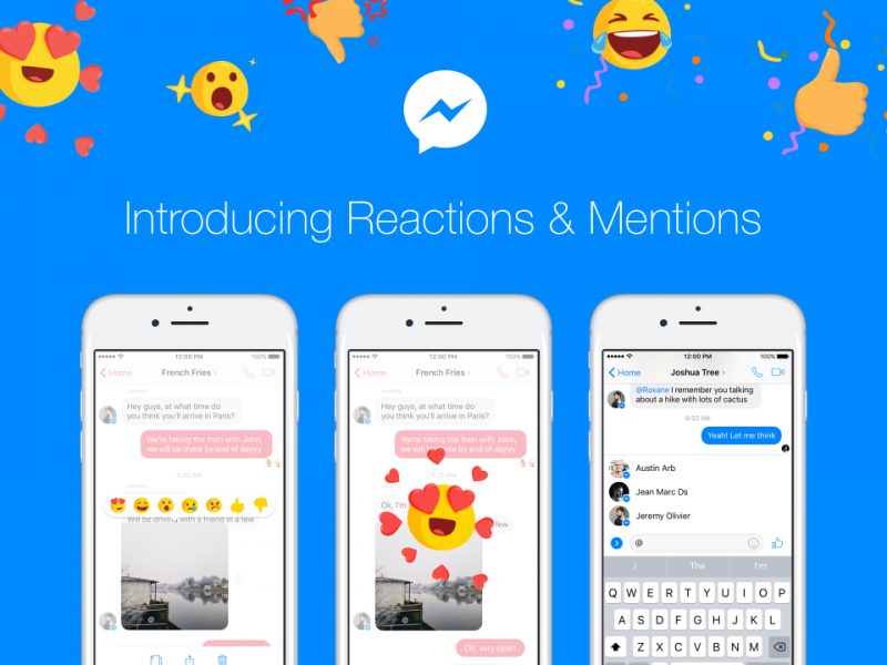 Grandi novità per Facebook Messenger: arrivano le reazioni ai messaggi e le menzioni