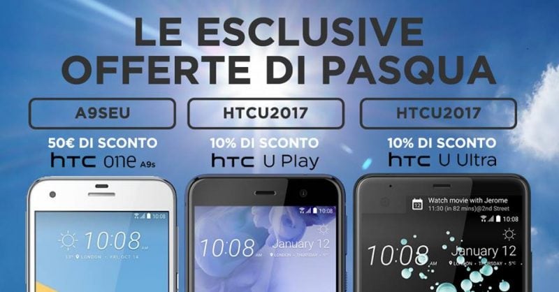 HTC fa gli sconti per pasqua: U Play, U Ultra e One A9s in offerta sul sito ufficiale