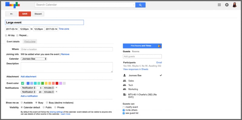 Google Calendar si aggiorna per gestire eventi di grandi dimensioni