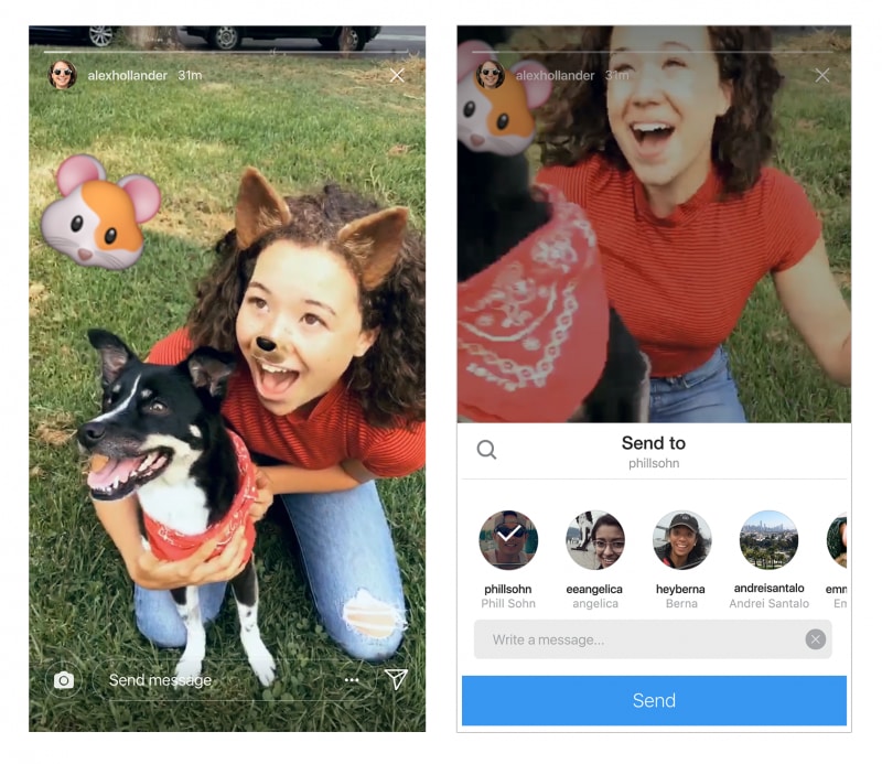 Instagram permette ora di inviare le Storie tramite messaggio privato