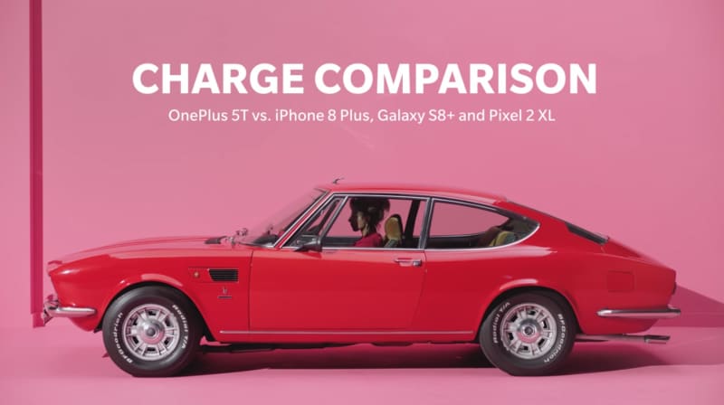 Il Dash Charge di OnePlus 5T batte iPhone 8, Galaxy S8+ e Pixel 2 XL anche in auto! (video)