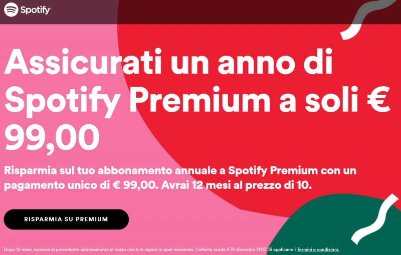 Spotify lancia la sua promozione di Natale: 12 mesi di Premium a soli 99€