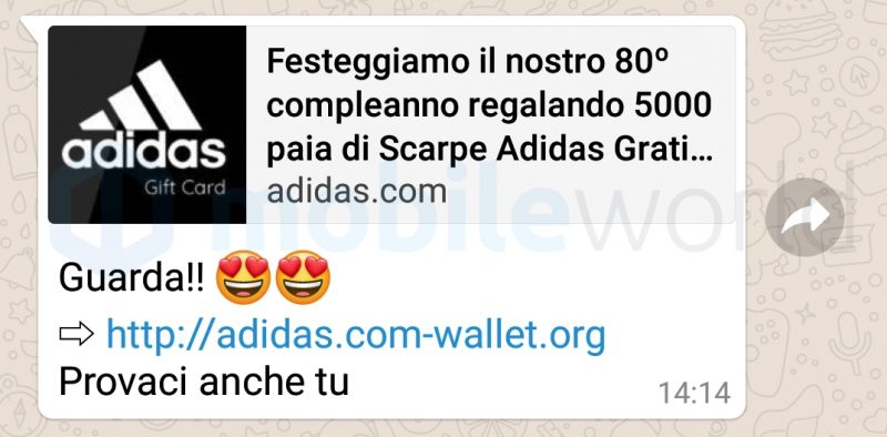Truffa Adidas WhatsApp: niente scarpe in regalo, non cliccate sui link |  MobileWorld