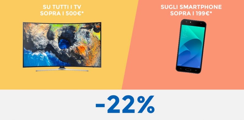 Unieuro &quot;NO IVA&quot; su TV e smartphone: Galaxy S8 a 467€ e tante altri prezzi interessanti! (foto)