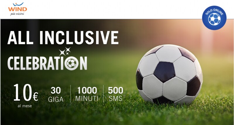 Wind All Inclusive Celebration offre 1000 minuti, 500 SMS e 30GB a 10€, ma solo per oggi!