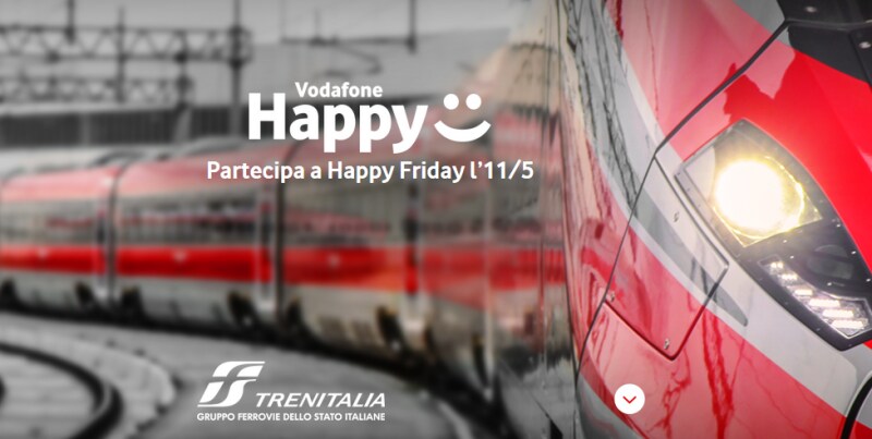 Vodafone regala 10€ di sconto sui biglietti di Trenitalia per l&#039;Happy Friday di oggi