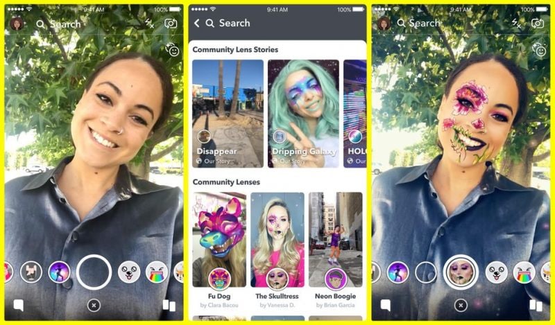 Snapchat lancia Lens Explorer: nuovo tab per scoprire i filtri creati dagli utenti, ma solo per iOS